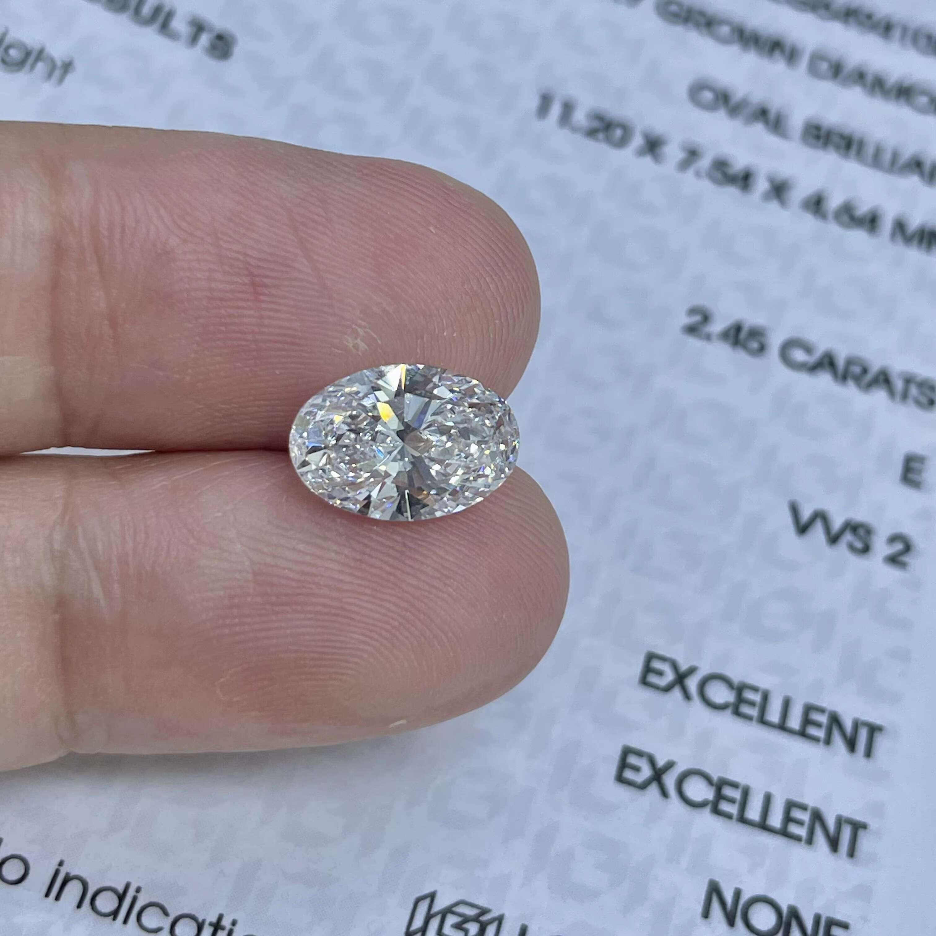 IGI Certified DEF VVS 2CT Lab Grown Diamonds Oval Brilliant Cut CVD HPHT Loose Diamonds