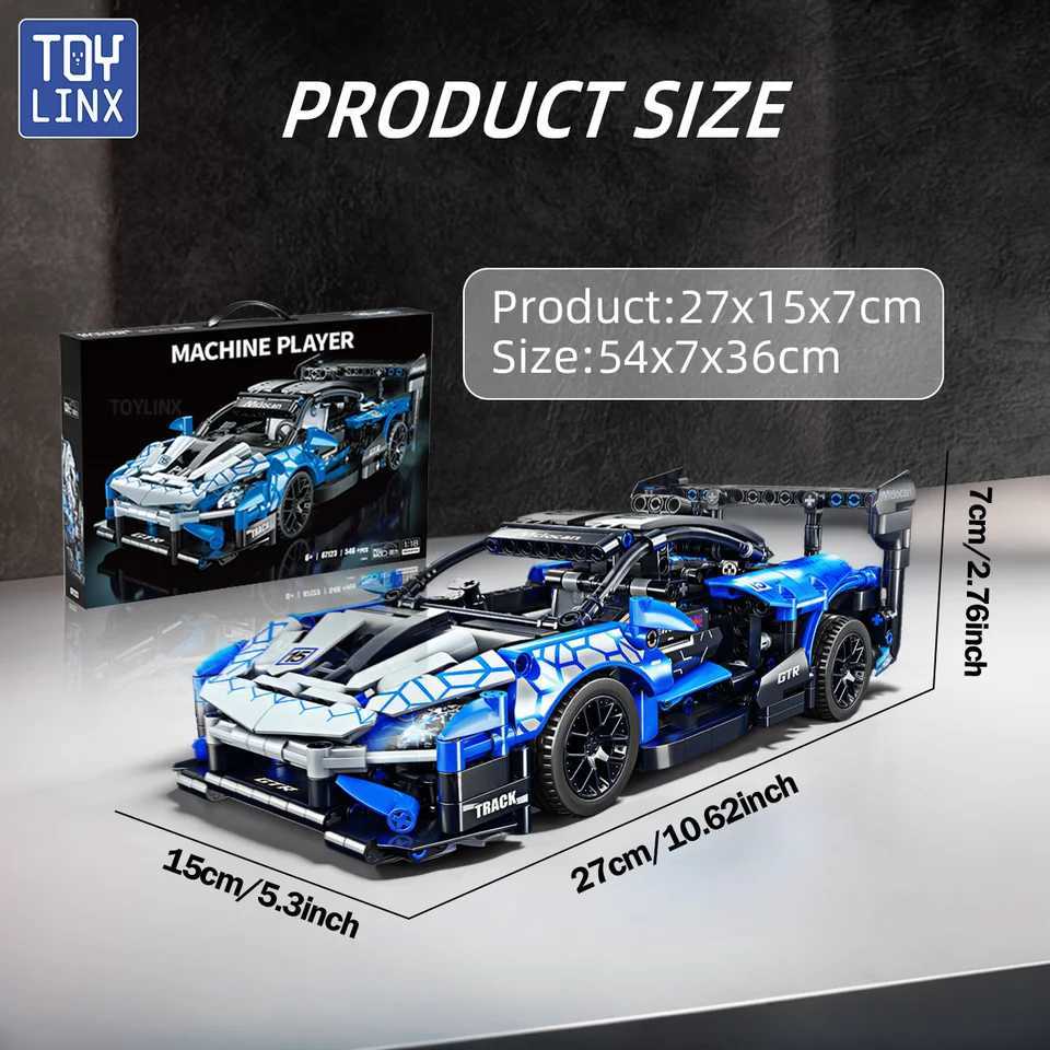 ToylinX 1/18 523 PCS Technical Mechanical Supercar Racing Building Block Assembled Toy Car for Kids Boy Christmas Gifts J251129