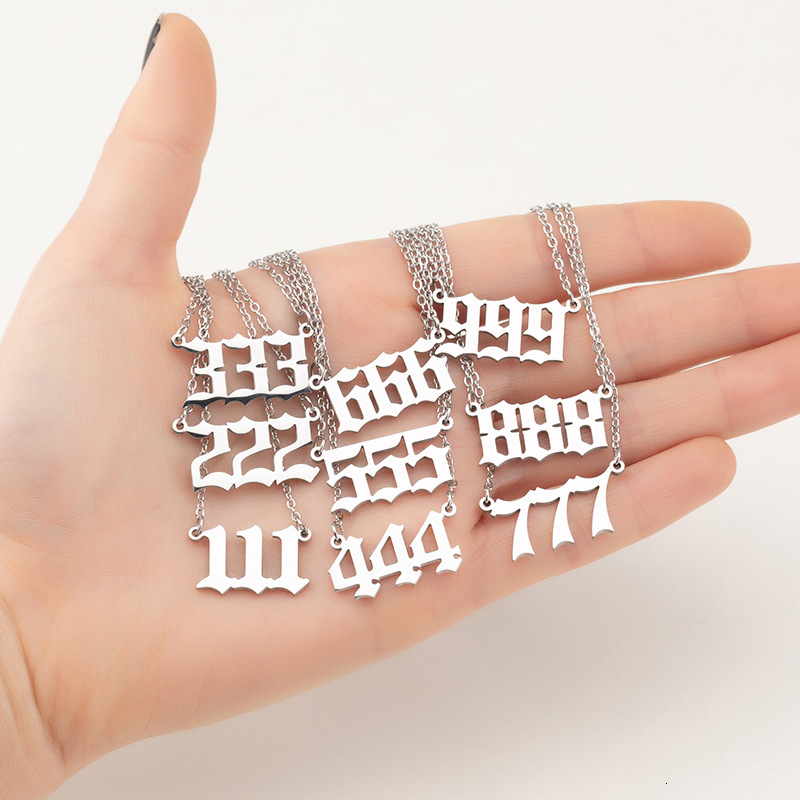 Hot selling angel necklace for women with Instagram number 000-999 stainless steel digital pendant collarbone chain