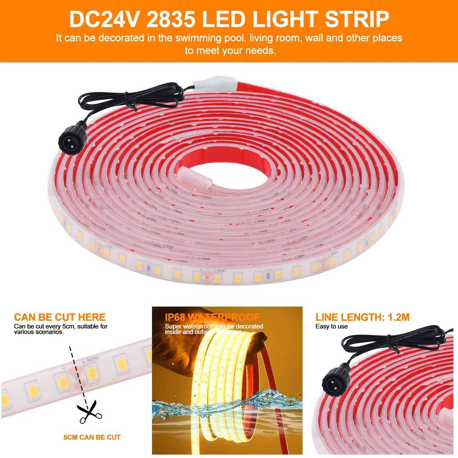 DC 24V Solar Powered LED Strip Green/Ice Blue/Yellow/Pink/White/Red IP68 Waterproof Outdoor Courtyard Garden Decor Light M251129