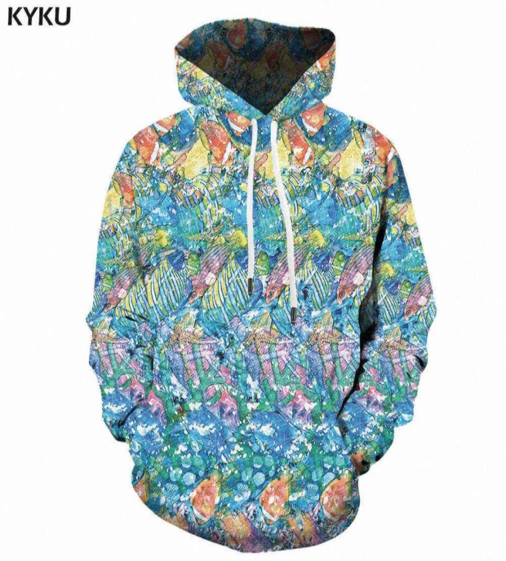 3d Hoodies Anime Sweatshirts men Psychedelic Hooded Casual Funny 3d Printed Ocean Sweatshirt Printed Fish Hoodie Print H09096282380