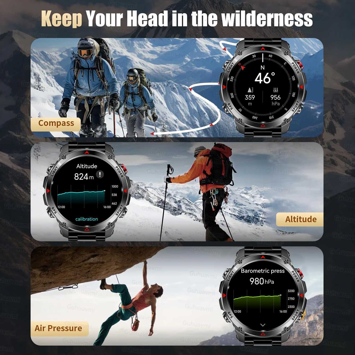 2025 New T-Rex 3 Pro GPS Smart Watch 3ATM Waterproof Built-in Dual-band AGPS Compass Military Sport BTcall Smartwatch MenW251129