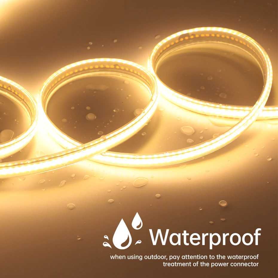 Super Bright 220V COB LED Strip Light 288LEDs/m IP65 Waterproof with EU/AU Switch Plug CW/WW/NW for Room Garden Decor Lighting M251129