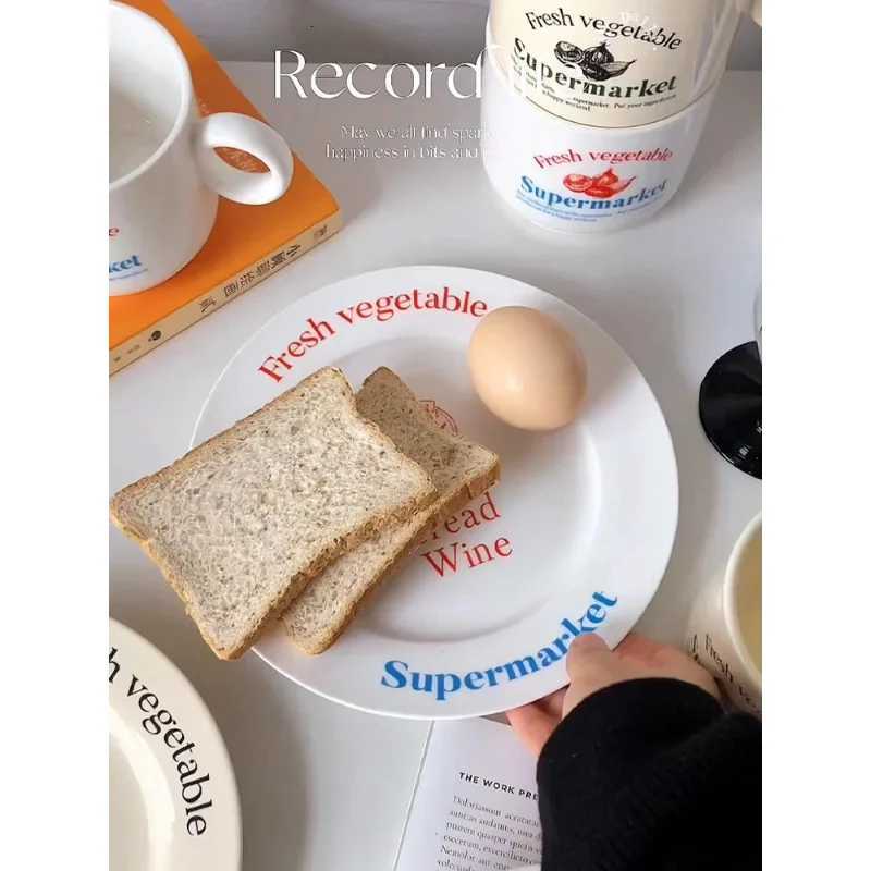 Luxury Alphabet Circle Ceramic Plate Bowl Tableware Household Various Butter g Water Cup Creative Household Dish Soup Plate Cup Y251129
