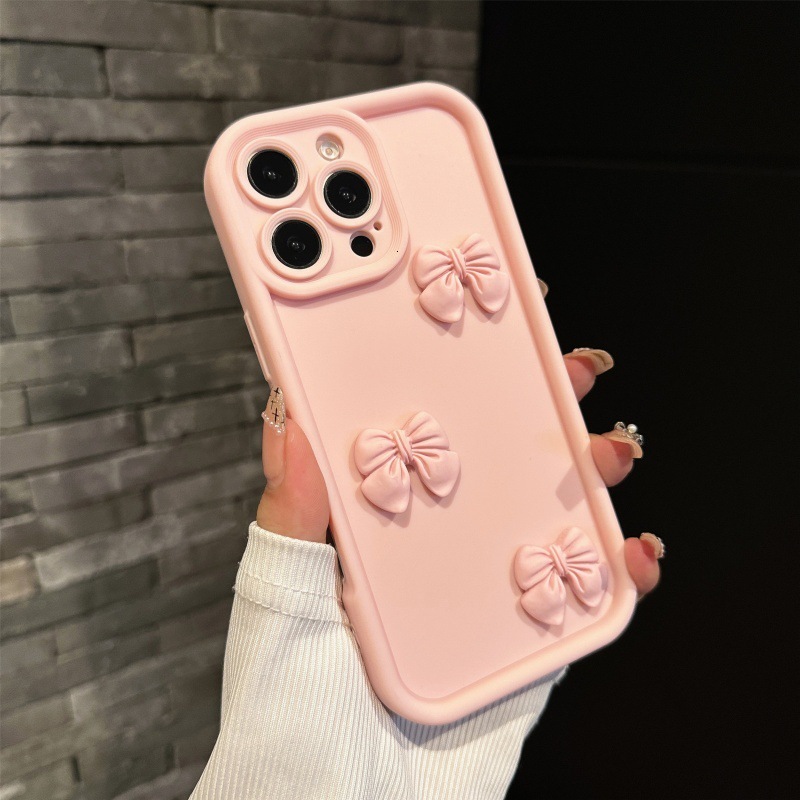 Bowknot Phone Case Compatible iPhone 17 Pro Max Full Coverage Apple 16/15 Matte Creative Shockproof Cover