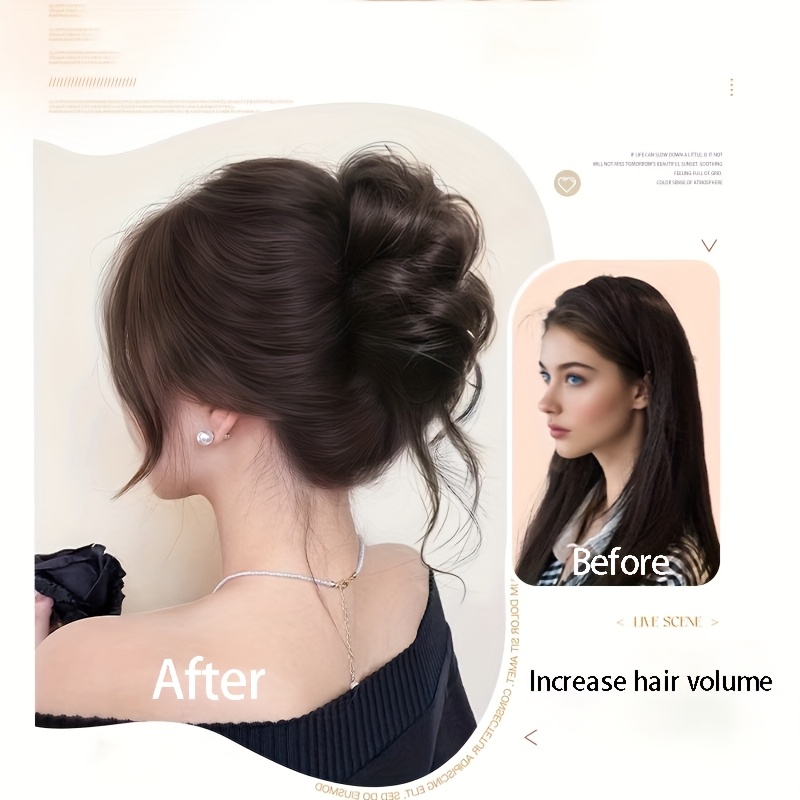 Elegant Women's Full Head Thick Bun Hairpiece - Heat Resistant Fiber for Versatile Hairstyling