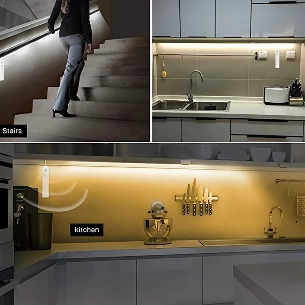 Motion Sensor COB Led Lights Strip Battery Powered 320 Leds/m Led Strip Lights for Stair Bedroom Closet Under Cabinet Lighting M251129