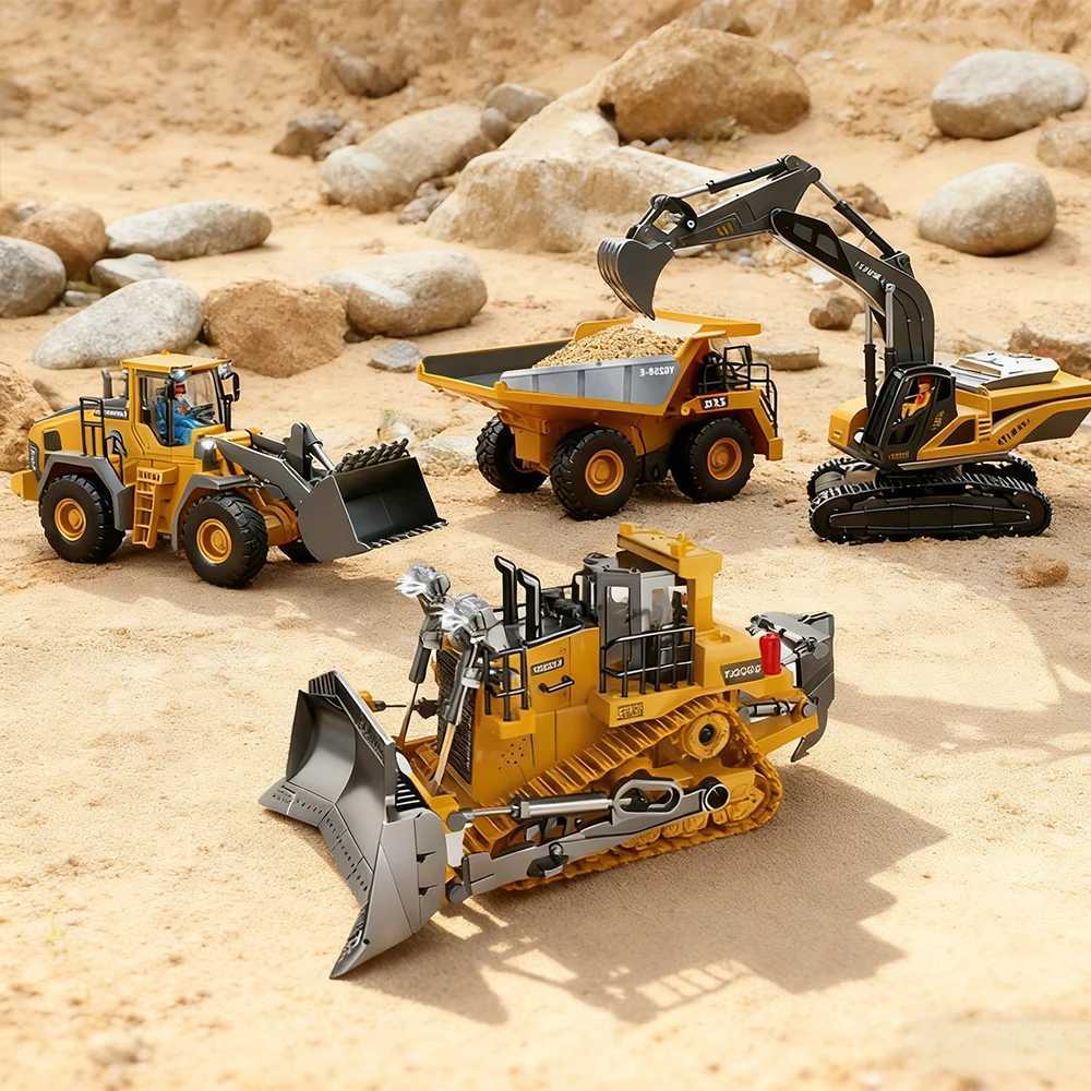 Children Remote Control Excavator Toys Light Sound 24Ghz RC Construction Vehicle Truck Alloy Metal Boy Bulldozer Model Gift J251129