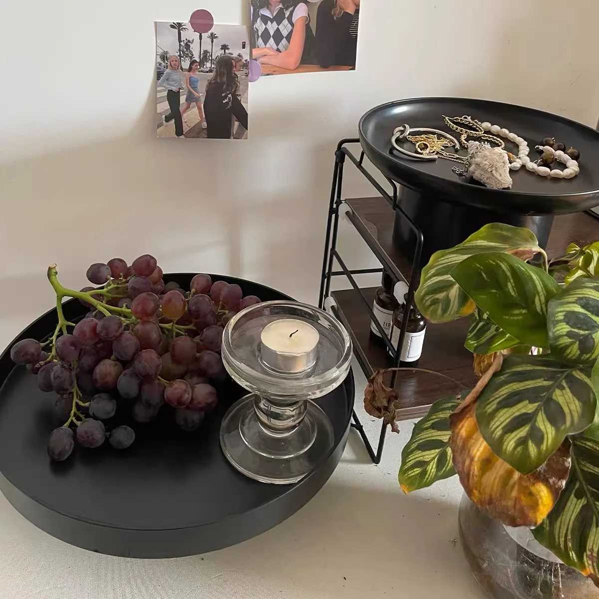 Northern Europe Matel Tray Decorative Ornament for Perfume Jewelry Bracelet Earrings Storage Tray Candle Holder Y251129