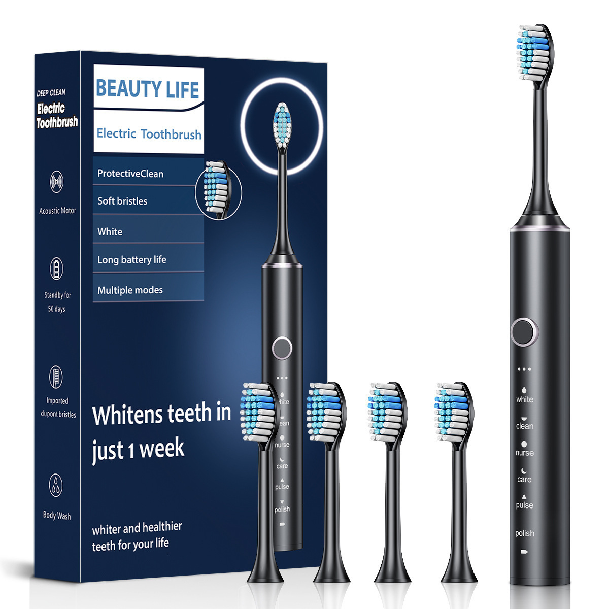 Rtauys S5 Upgraded Sonic Electric Toothbrush for Adults and Kids Ages 12 with 8 Brush Heads IPX7 Travel Toothbrush with Case 250516