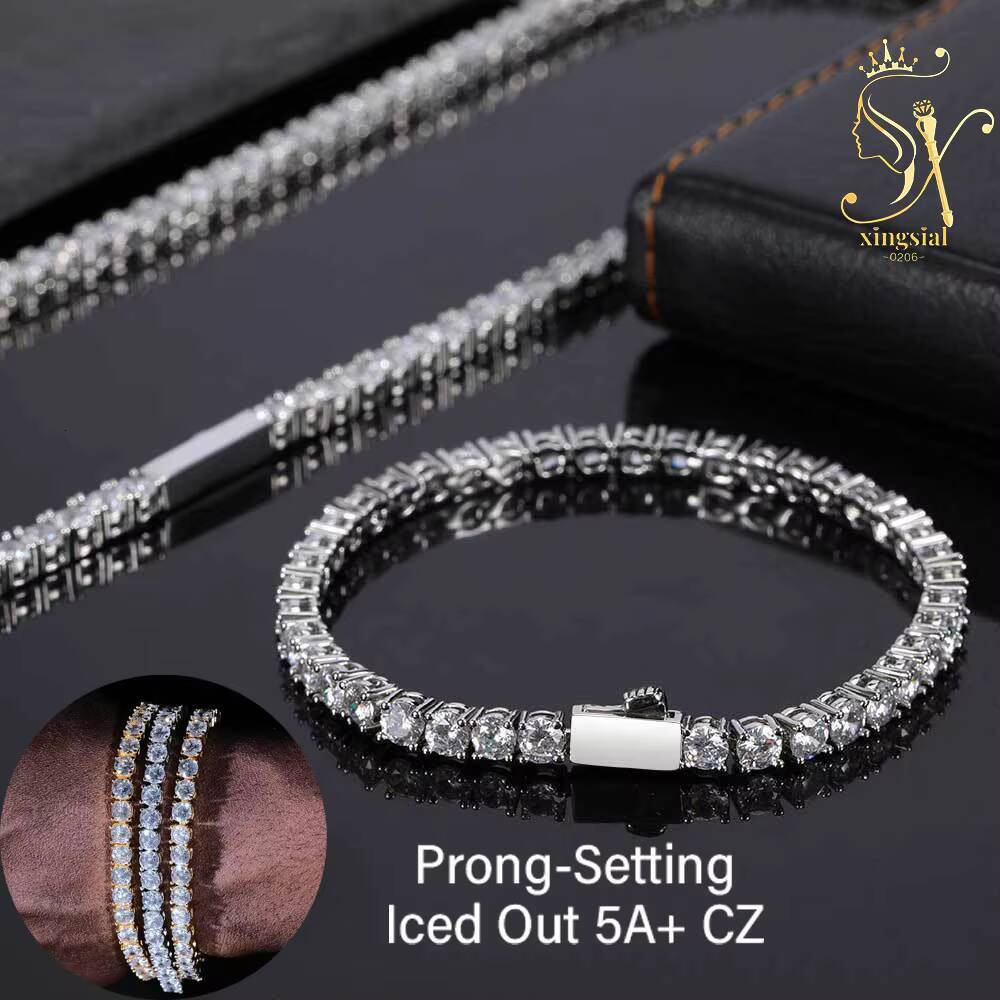 Wholesale Hip Hop Style Fine Jewelry 2mm to 65mm Bangles Ice Out Diamond Tennis Bracelet Cuban Link Chain for Men