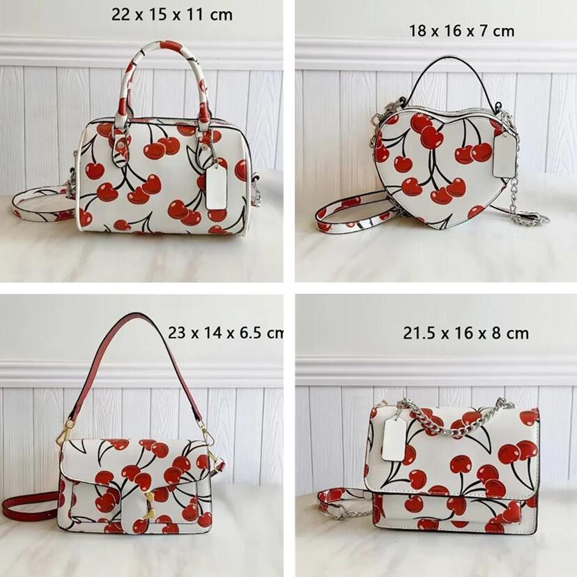 Cherry Print Designer Shoulder Bag, Heart-shaped crossbody bag, Bowling bags Flap bag Handbag Chaoc0 Love package