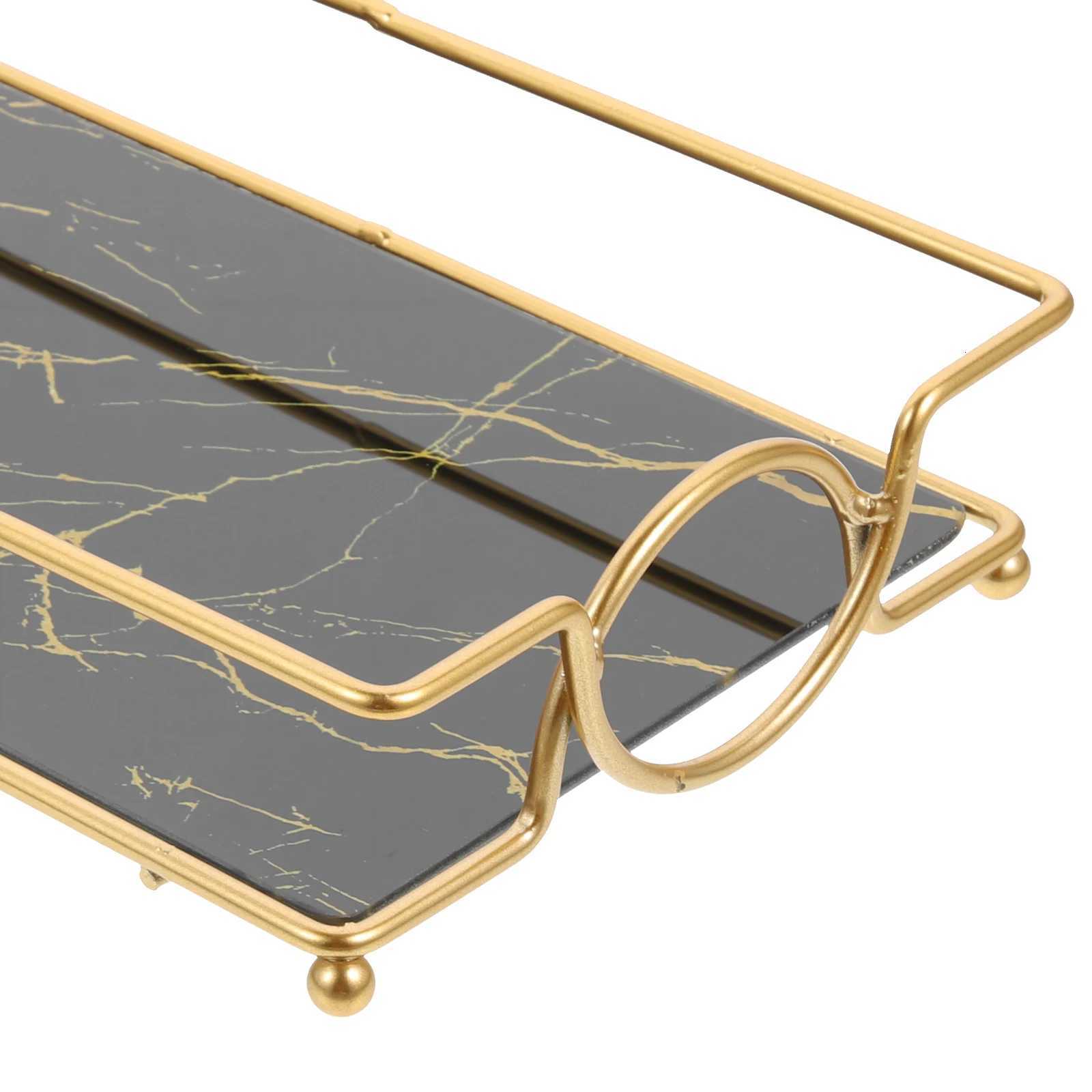 Bathroom Trays with Iron Frame Perfume Tray for Dresser Bathroom Countertop Tray Makeup Organizer Cosmetics Storage Y251129
