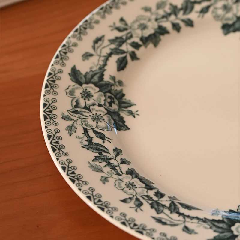 Luxury European Floral Pattern Ceramic Plate High quality Household Breakfast Tableware Vintage Restaurant Dessert Plates Y251129