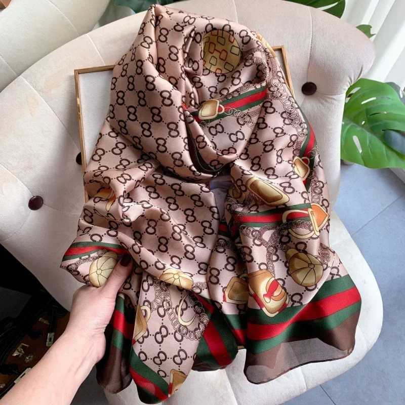 90180cm Summer New Fashion Simulation Silk Scarf Versatile Thin Mulberry Silk Scarves Big-name Womens Shawl Sun ProtectionJ251129