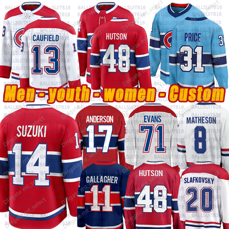 14 Suzuki Kirby jersey Cole Caufeld Matheson Canadiens jersey Juraj Slafkovsky Dach Newhook Casey DeSmith Brendan Gallagher Carey Price Montreall hock