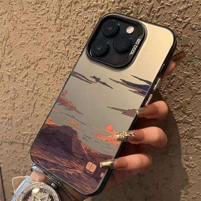 Anime Sunset is suitable for iPhone 16 phone case, Apple 15 Promax, new 14 Plus/13 anti drop 12