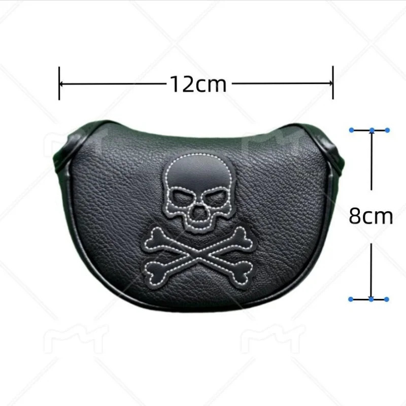 Small Mallet Putter Cover Golf Center Shaft Headcover Magnet Club Covers Skull Black 251129