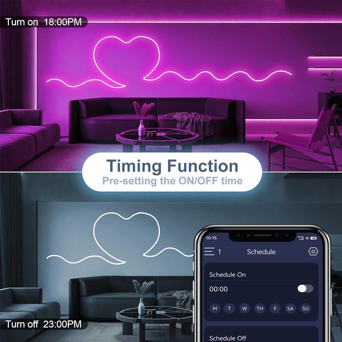 5v RGB Neon LED Strip Lights 1/2/3/4/5M USB Flexible Silicone Waterproof Neon Light With Bluetooth Remote Control for Home Game M251129