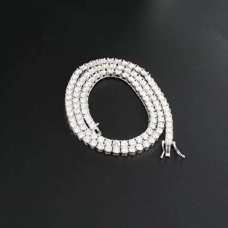 16/18/20/22/24 Inches 925 Sterling Silver Tennis Chain 14K 18K White Gold Plated 4.0mm Round Moissanite Necklace Tennis Necklace