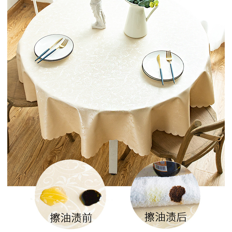 A858 European waterproof, oil-proof, scalding-proof and washable tablecloth for hotel and restaurant household round large round table tablecloth