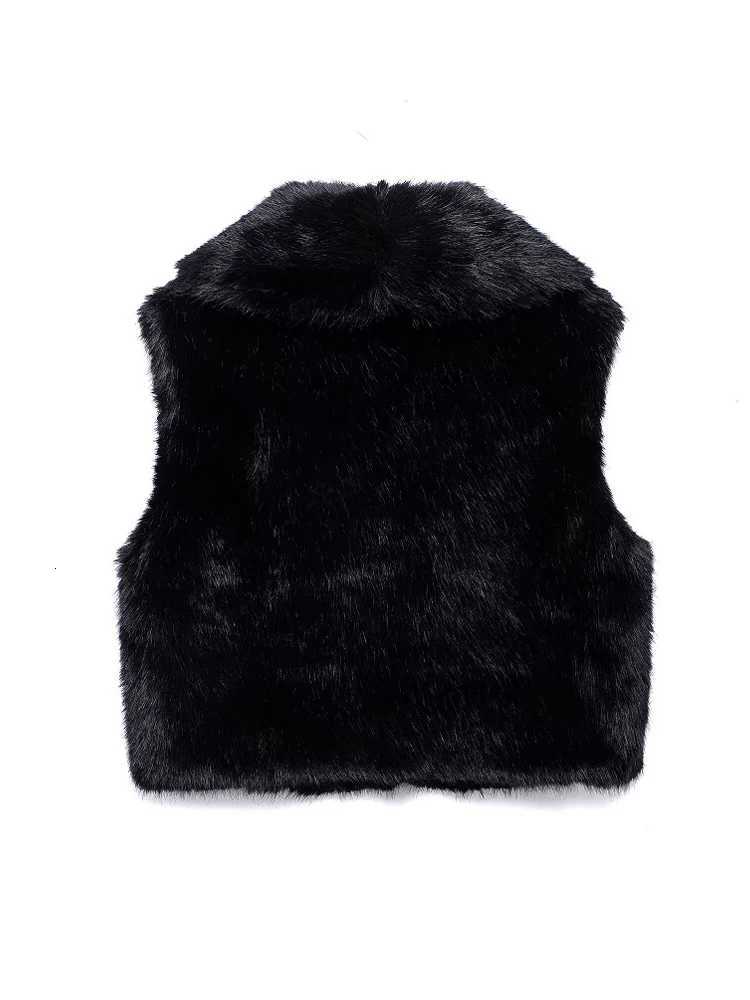 MUJER Faux Fur Sleeveless Vest Women Black Cropped Vests for Women Winter Womens Warm Vest Fashion Waistcoat Padded Vest WomanT251129