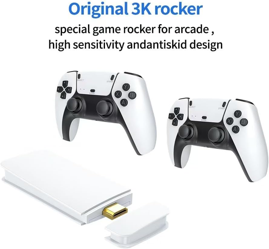 Wireless Retro Game Console, 128G Plug & Play Video Game Stick with 23 Simulators & 40000+ Classic Games, 4K High Definition HDMI Output, Dual 2.4G Wi