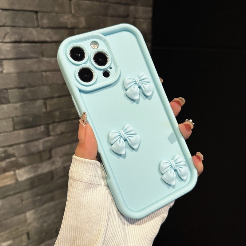 Bowknot Phone Case Compatible iPhone 17 Pro Max Full Coverage Apple 16/15 Matte Creative Shockproof Cover