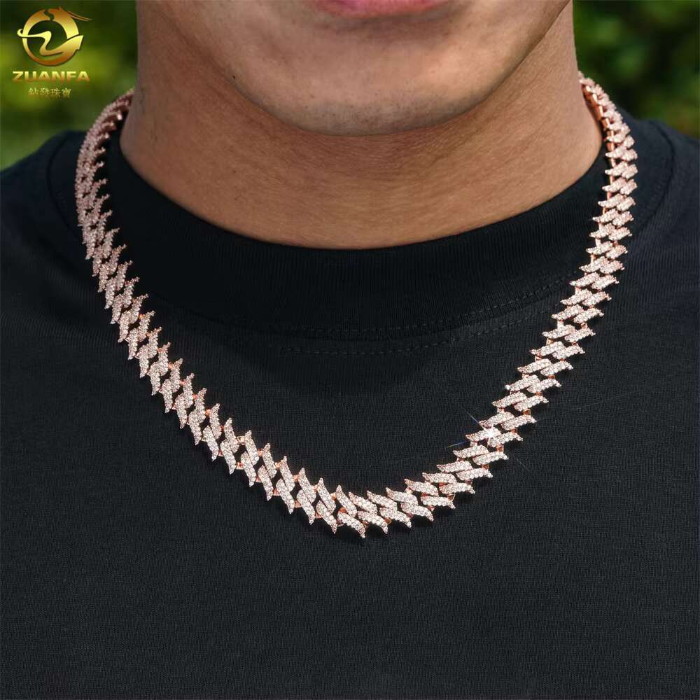 Hip Hop Jewelry Chain 12MM Thorns Design Moissanite Diamond Vvs Iced Out Cuban Chain