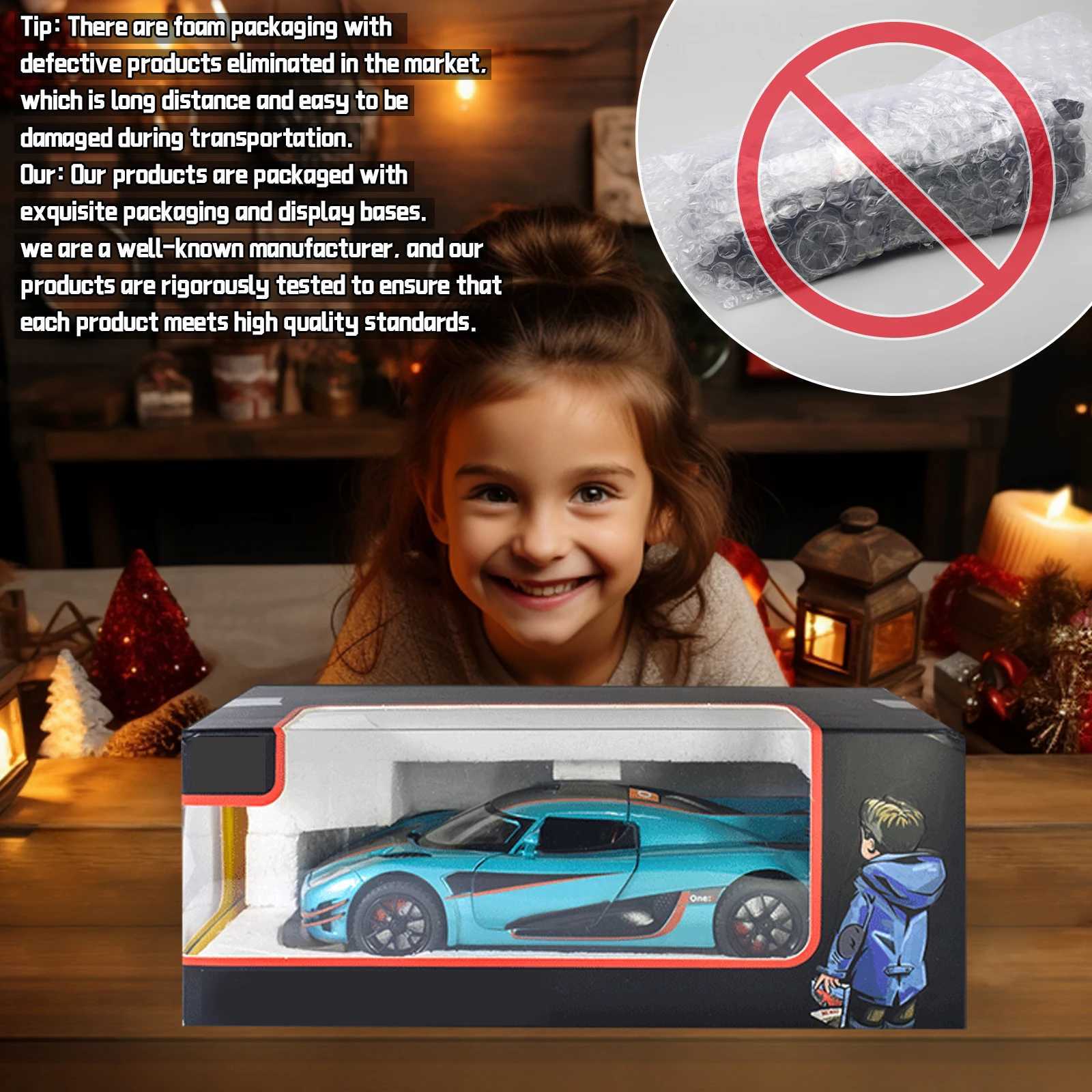 1 24 K Niger One Collectible Ornament with Sound Light and Feedback Function Alloy sports car toy gift for boys J251129