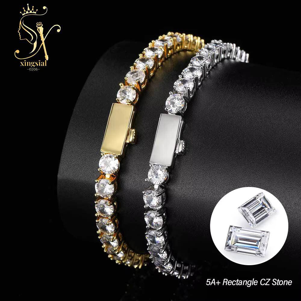 Wholesale Hip Hop Style Fine Jewelry 2mm to 65mm Bangles Ice Out Diamond Tennis Bracelet Cuban Link Chain for Men