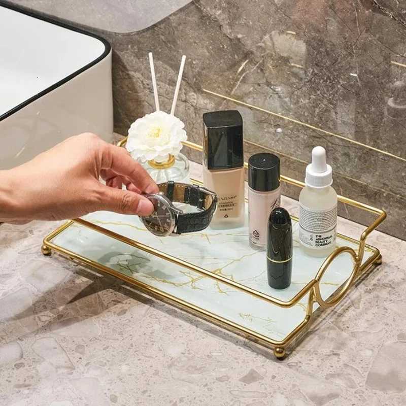 Square Storage Tray Home Living Room Coffee Table Tea Cup Storage Plate Glass Tray Aromatherapy Organizer Tray Home Decor Y251129