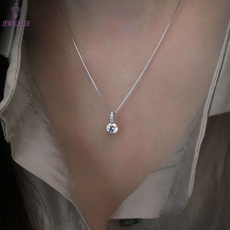 1CT Simple Fashion Diamond Pendant Sweet Cute Jewelry 925 Sterling Silver Soltaire White 5A Cubic Zircon Gemstones Party Beach Women Clavicel Necklace