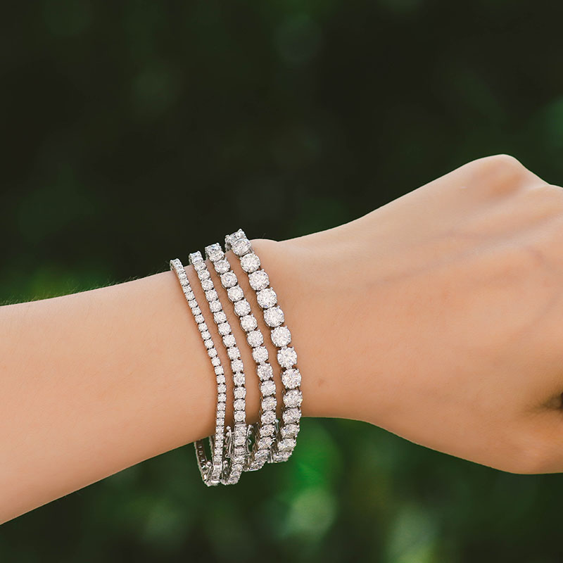 Fine Jewelry bracelets DEF Vvs Moissanite Diamond Hiphop Tennis Chain Link GRA Certificate 100%925 Sterling Silver 2mm tennis chain Bracelet