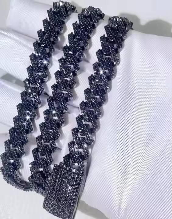 Latest Silver Gold Plated 10/14/18/mm Heavy Multicolored Cuban Chain Link Necklace for Men