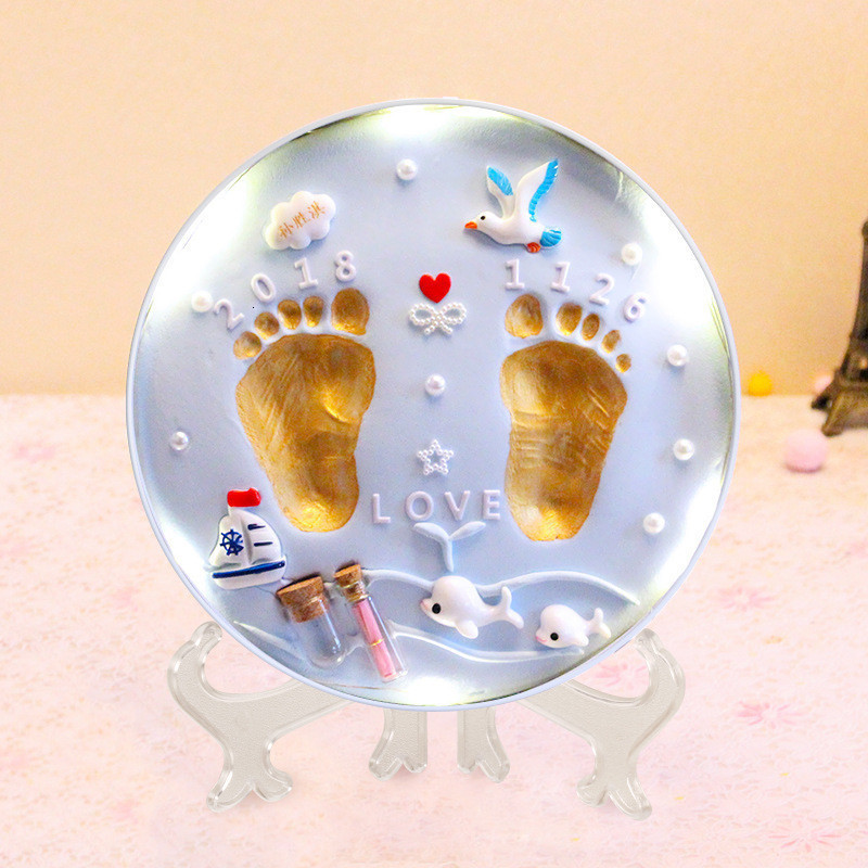 Newborn Hand and Foot Prints Mud Fetus Hair Souvenir DIY Baby Hand and Foot Prints Hundred Days Full Moon Year Old Gift 211028