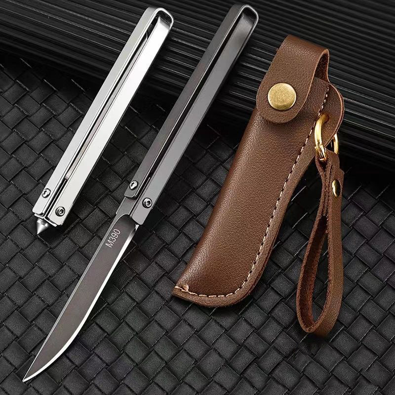 M390 Outdoor Folding Knife Self-defense Wilderness Survival Multi Functional Tool Window-breaking Peeling Barbecuing Sharp Pocket Knife Portable