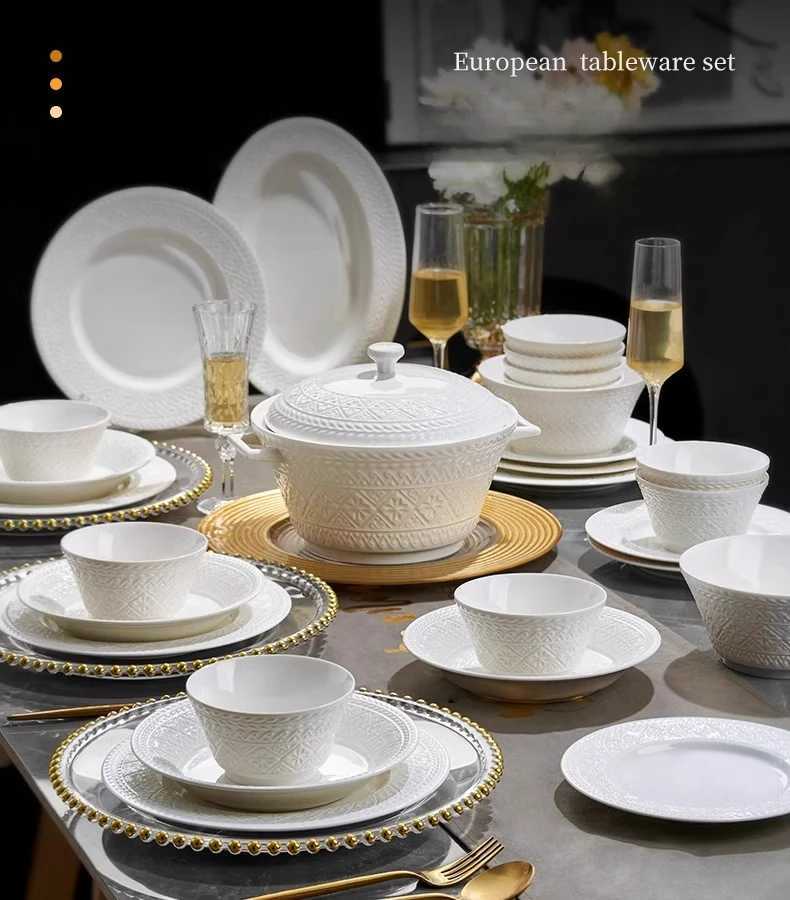 Luxury French steak dinner plate Deluxe sense light luxury household ceramic pasta plate kitchen cutlery Y251129