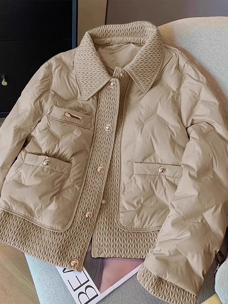 Women Cotton Padded Coats Autumn Winter Lightweight Fashion Turn down Collar Quilted Jacket Outerwear Female Warm Overcoats R251129