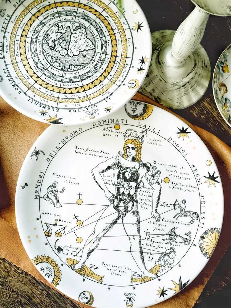 Luxury 8/10 Creative Signs Of The Zodiac Sun Planet Tarot Ceramics Wall Hanging Living Ro Decorative Background Plate Nordic Style Y251129