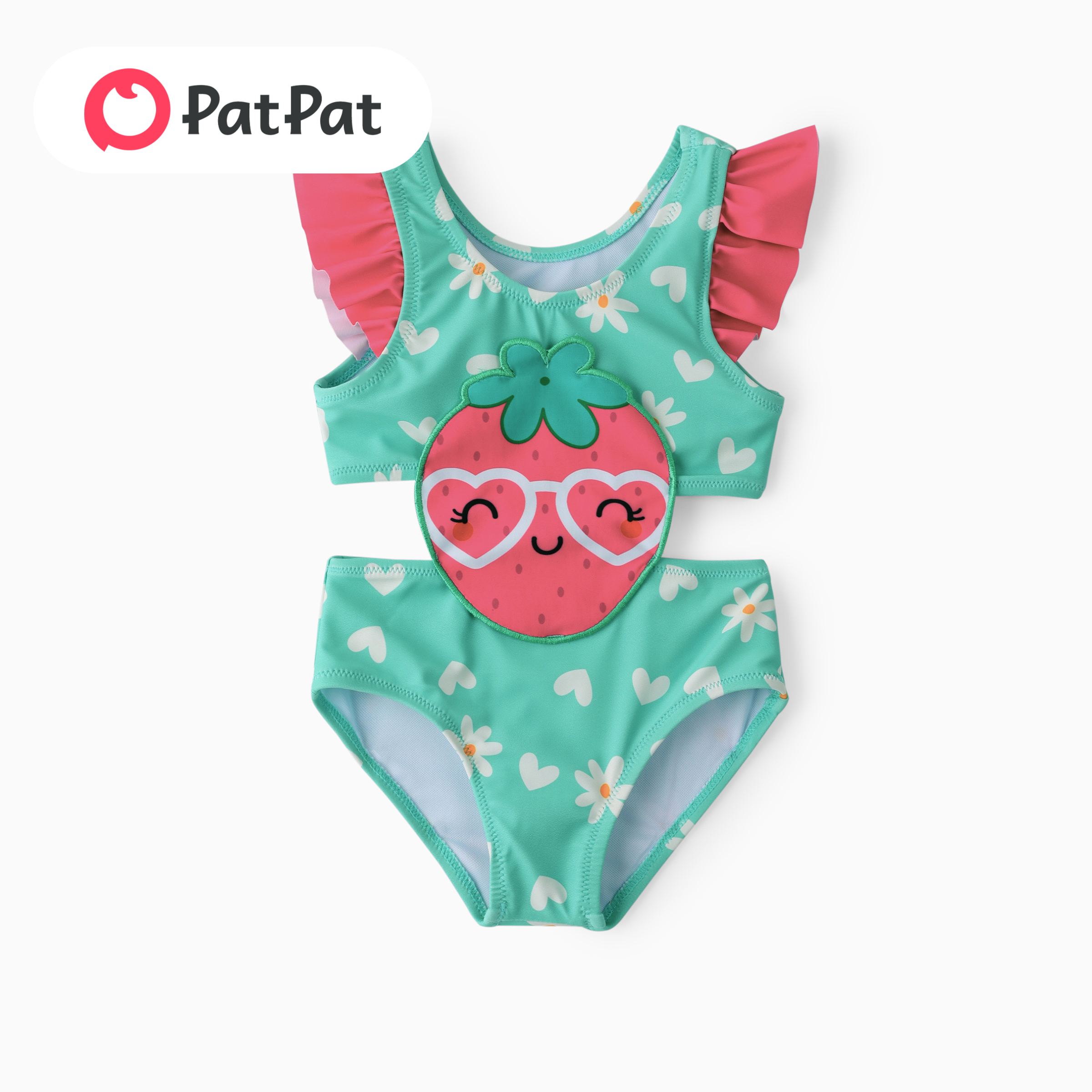 PatPat Baby Girl Childlike Fruit Embroidery Swimsuit