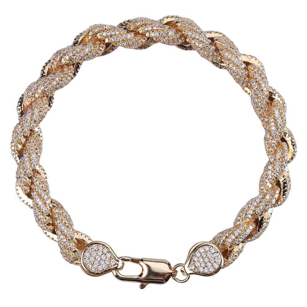 8mm Miami Cuban Chain for Men New Stile Studded Full Cubic Zircon Diamond Safety Lock Rope Shape Irregular for Necklace