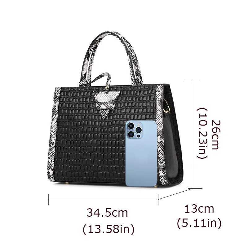 Aidrani Womens genuine leather handbag large capacity fashionable shoulder bag stone patterned cowhide bag K251128