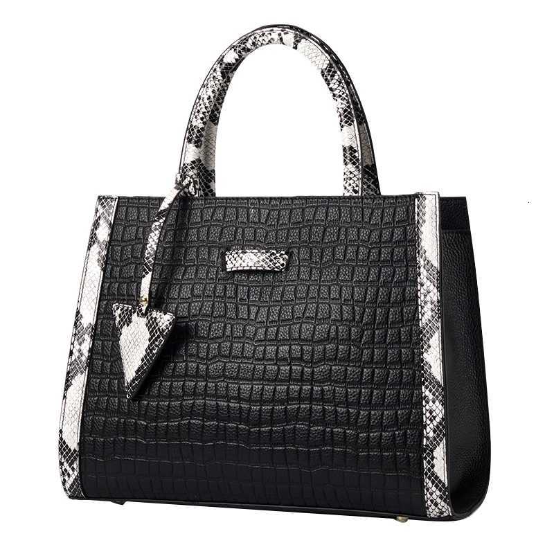Aidrani New Womens Black Handbag Cowhide material with Stone Pattern Fashionable Elegant and Large Capacity K251128