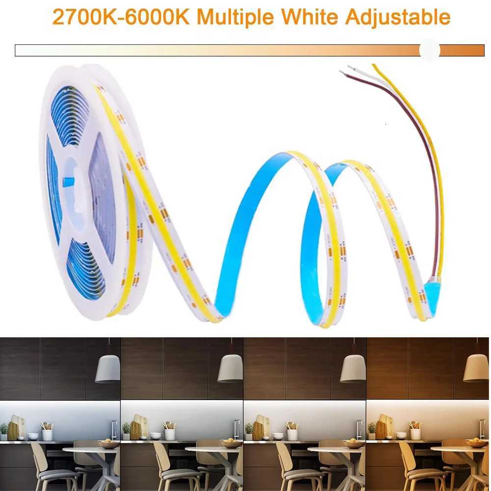 DC24V 2700K-6500K CCT COB FOB LED Strip Light 608LEDs/M Dimmable Flexible Ribbon LED Tape Room Decor Cabinet TV Backlight 1M-10M M251129