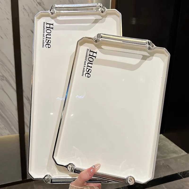 Plastic Storage Tray With Handles Dessert Plate Nut Fruit Cake Tray Home Tea Tray Desktop Cosmetic Jewelry Tray Serving Tray Y251129