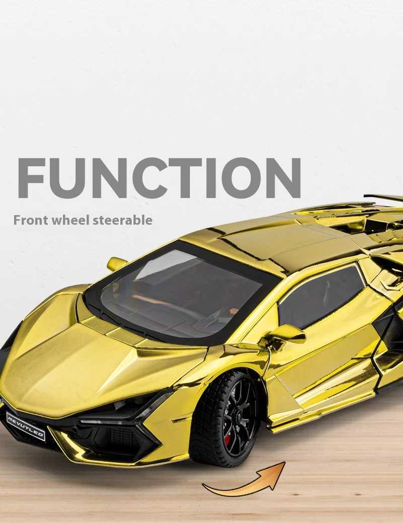 124 Lamborghini Revuelto Spray Plating Version With Water Spray Fog Effect Realistic Simulation Alloy Model Boy Gift J251129
