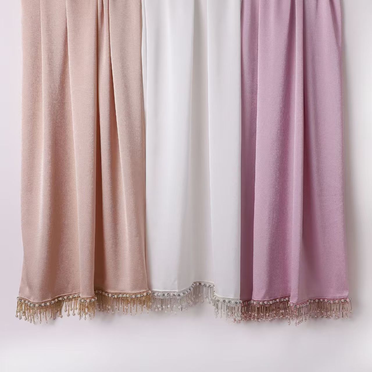 T587 new bubble satin crystal bead tube long scarf Hui ethnic handmade gauze scarf