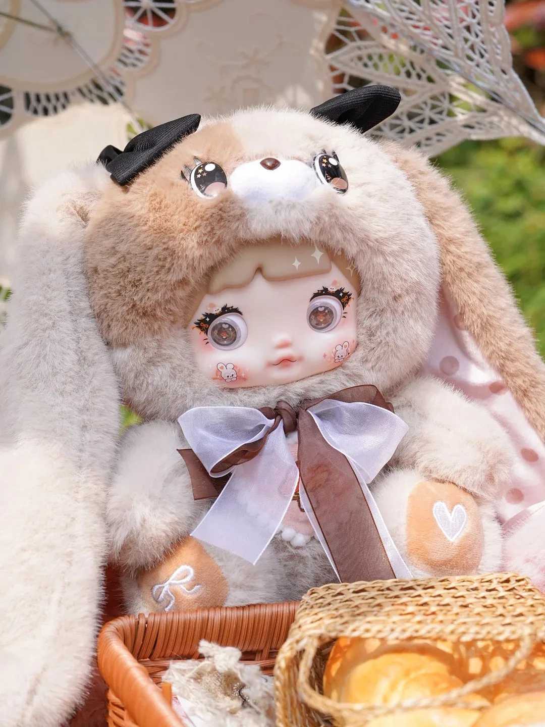 Nommi 400% V2 blind box cute rabbit vinyl plush doll detachable mushroom hat room decoration sleep toy girl birthday gift X2504291
