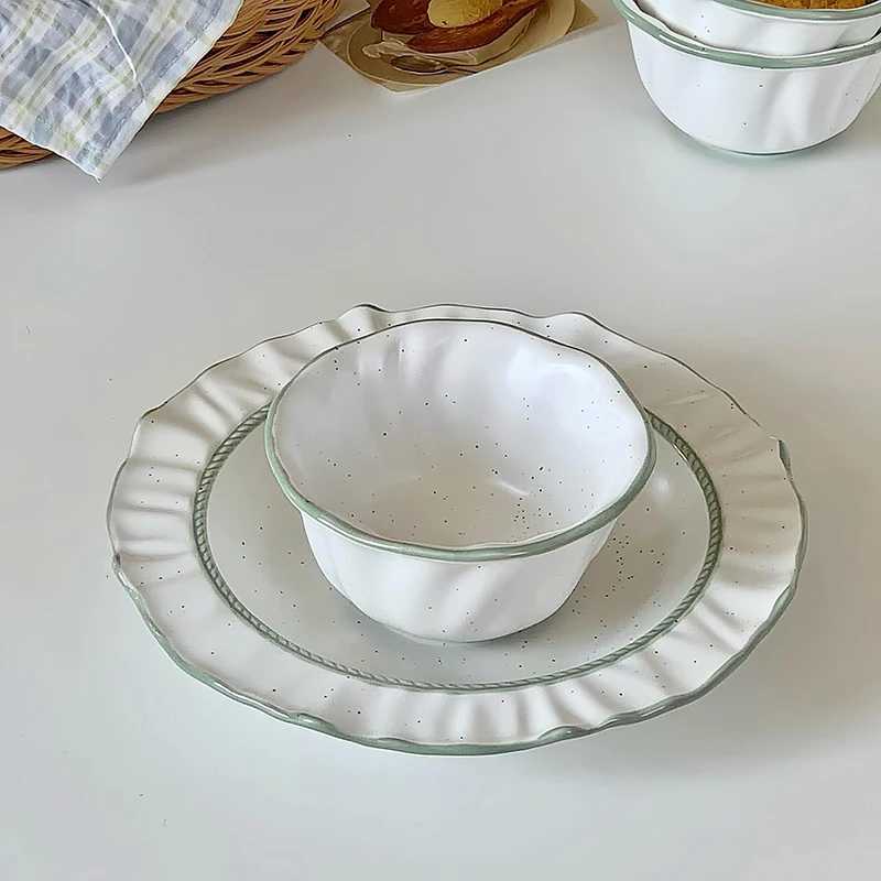 Luxury Sesame Dot Splash Ink Plate Simple Western Restaurant Pasta Deep Plates Ins Style Dessert Tableware He Patchwork Dining Disc Y251129